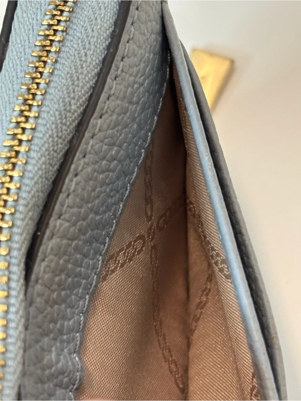 MICHAEL KORS ($138) Jet Set Travel Small  Steel Blue Pebbled Leather Wallet